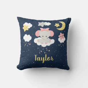 Coussin Éléphant Rose et Nuit