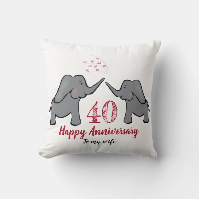 Coussin éléphant rouge à l'anniversaire du 40e anniversair (Recto)
