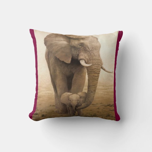 Coussin Éléphant-vache et veau à #14-Afican (Recto)