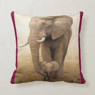 Coussin Éléphant-vache et veau à #14-Afican