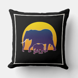 Coussin Eléphants couchés de soleil