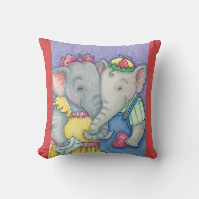 Coussin ÉLÉPHANTS DE BÉBÉ JETER LA Personnaliser DU COULEU (Recto)