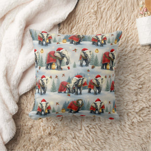 Coussin Éléphants de Noël de Douceur Majestueuse Emballage