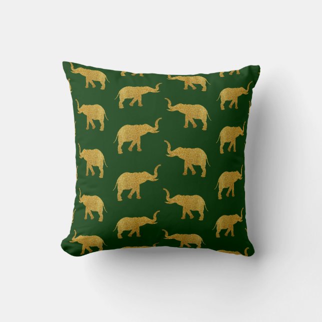 Coussin Eléphants de trompette d'or (Recto)