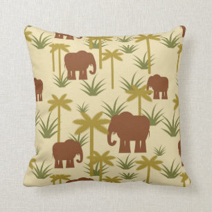 Coussin Éléphants et paumes dans le camouflage