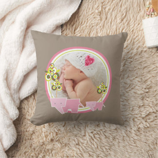 Coussin Eléphants roses mignons Forêt Bébé Fille Photo