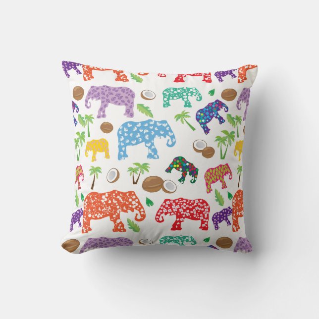 Coussin Éléphants tropicaux (Recto)