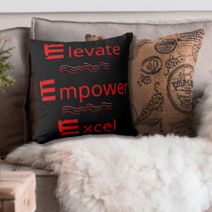 Coussin Élever Autonomiser Exceller  Motivation Rouge et N