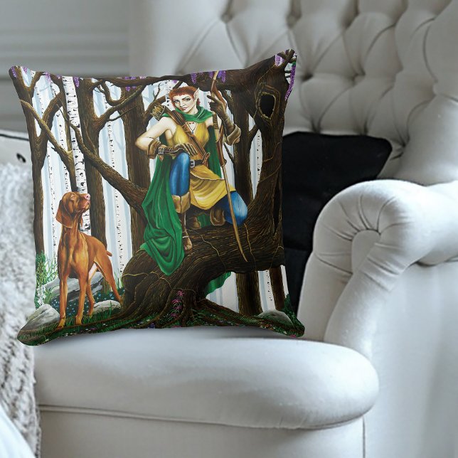 Coussin Elfe de fantasy archer Vizsla Forêt enchantée (Créateur téléchargé)