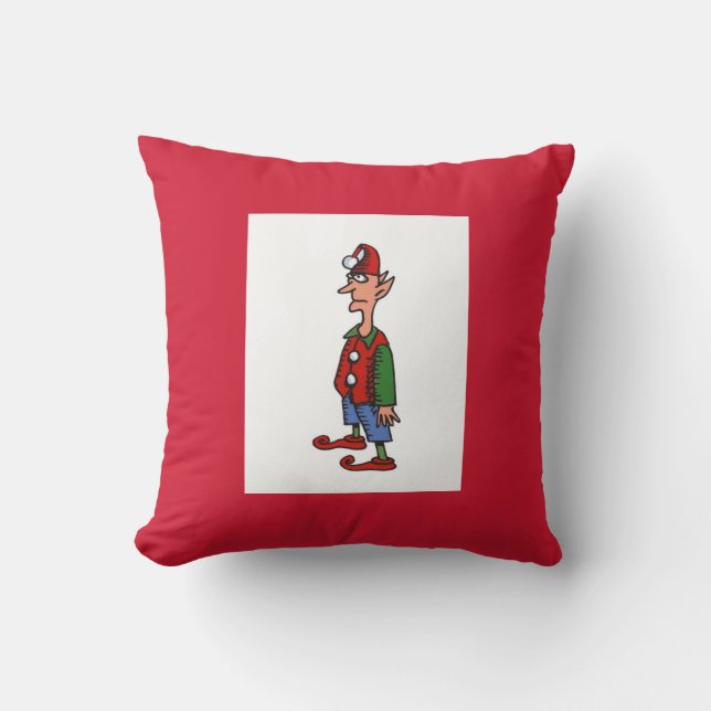 Coussin Elfe debout à l'attention carré rouge lancer oreil (Recto)