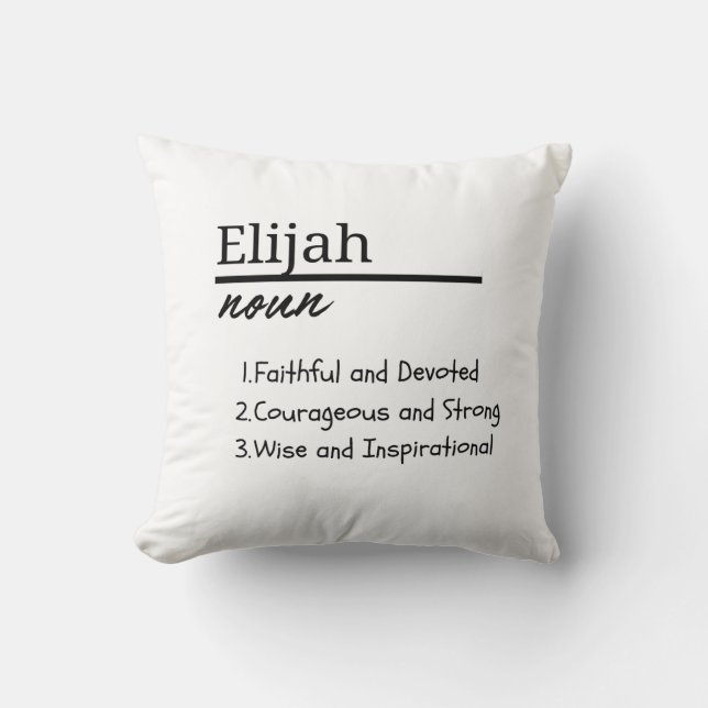 Coussin Elijah, Garçon Nom Personnalisé Définition (Recto)