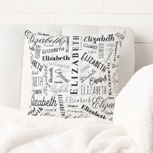 Coussin Elizabeth Black White Nom personnalisé
