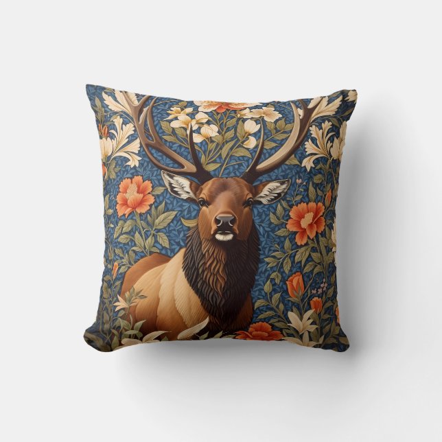 Coussin Elk élégant William Morris Inspiré Floral (Recto)