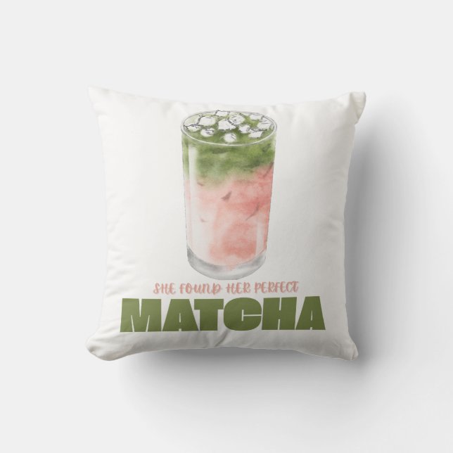 Coussin Elle a trouvé son design Matcha parfait | Cute Mat (Recto)