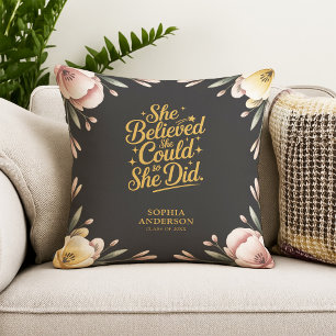 Coussin Elle Croyait Qu'Elle Pourrait   Graduation élégant