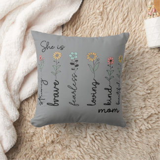 Coussin Elle est forte, elle est maman Cadeau de fête des 