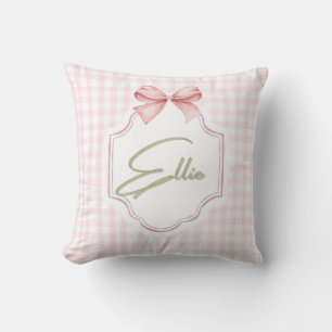 Coussin Ellie Personnalisée Pink Bow & En vichy Imprimer