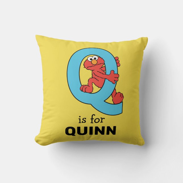 Coussin Elmo Alphabet | Bleu Q (Recto)