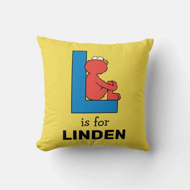 Coussin Elmo Alphabet | L Bleu (Recto)