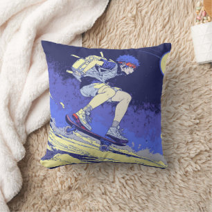 Coussin Embarquement dans l'espace - Skateboarder Design