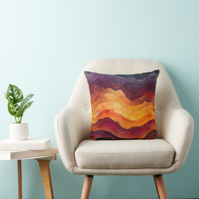 Coussin Ember Strata – Couches Abstraites de Terre et de F (Chaise)