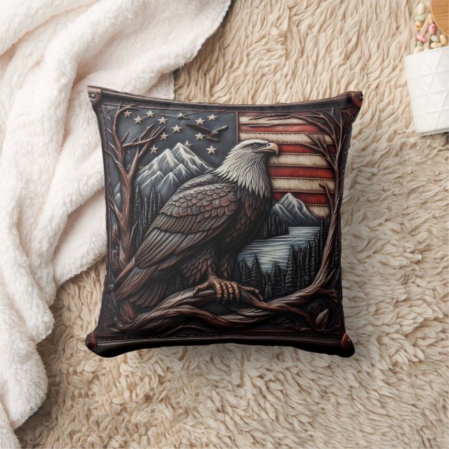 Coussin Emblème Aigle Avec Drapeau Américain (Couverture)