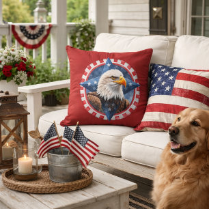 Coussin Emblème d'aigle patriotique gras 