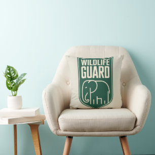 Coussin Emblème de bouclier éléphant minimaliste "Garde de