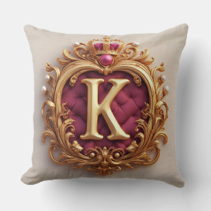 Coussin Emblème de couronne à lettres dorées élégantes sur