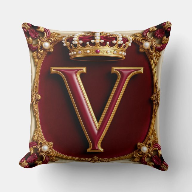 Coussin Emblème de couronne de lettre dorée élégante sur c (Recto)