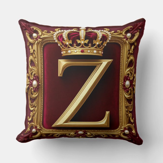 Coussin Emblème de couronne de lettre dorée élégante sur c (Recto)