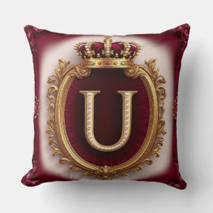 Coussin Emblème de couronne de lettre dorée élégante sur c