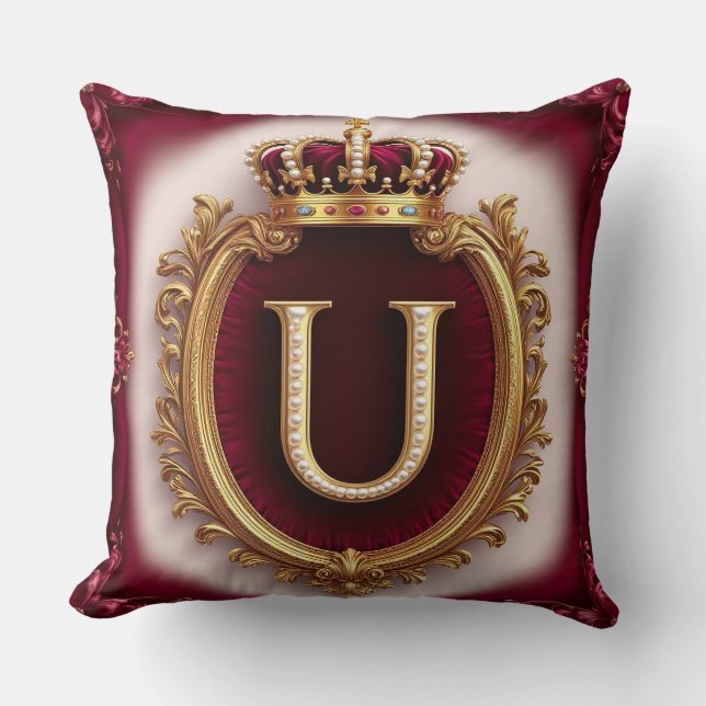Coussin Emblème de couronne de lettre dorée élégante sur c (Recto)