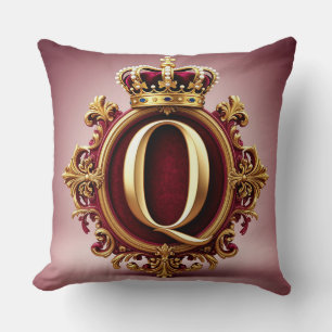 Coussin Emblème de couronne de lettre dorée élégante sur c