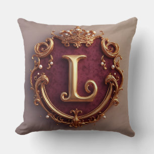 Coussin Emblème de couronne de lettre dorée élégante sur c