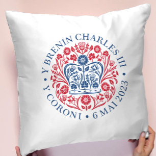 Coussin Emblème de couronnement du roi Charles III en gall