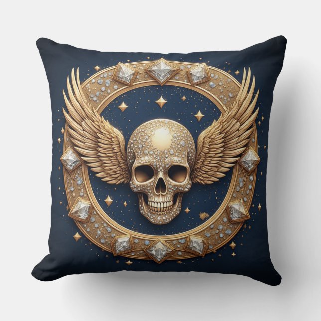 Coussin Emblème de crâne pour décoration gothique 💀 (Recto)