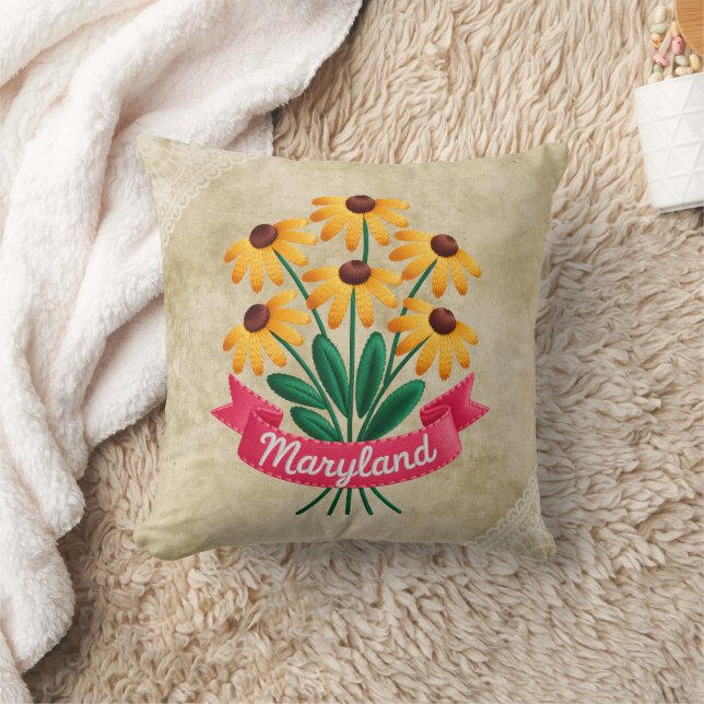 Coussin Emblème de fleurs de l'État du Maryland (Couverture)