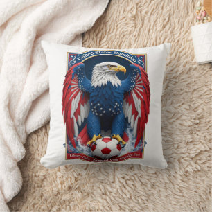 Coussin Emblème de l'aigle chauve américain drapeau améric
