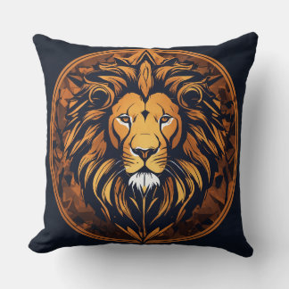 Coussin Emblème de lion géométrique néon Tee