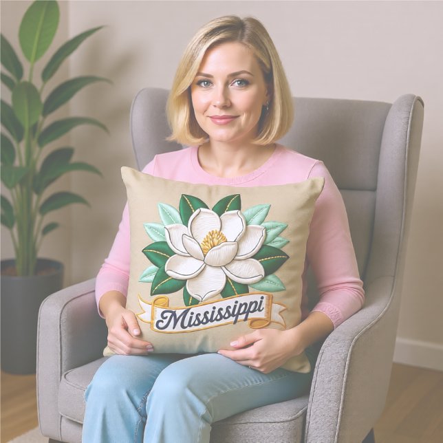 Coussin Emblème des fleurs de l'État du Mississippi (Créateur téléchargé)