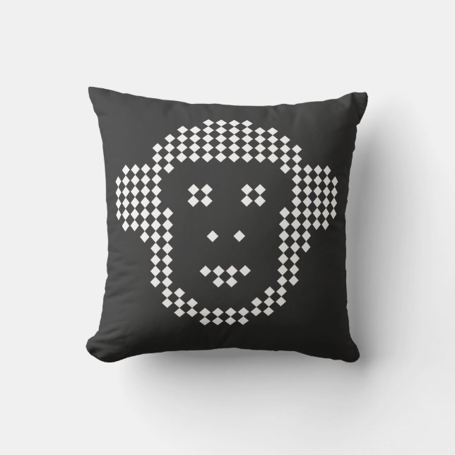 Coussin Emblème diamant Pixel Monkey (Recto)