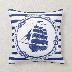 Coussin Emblème nautique avec le bateau de navigation
