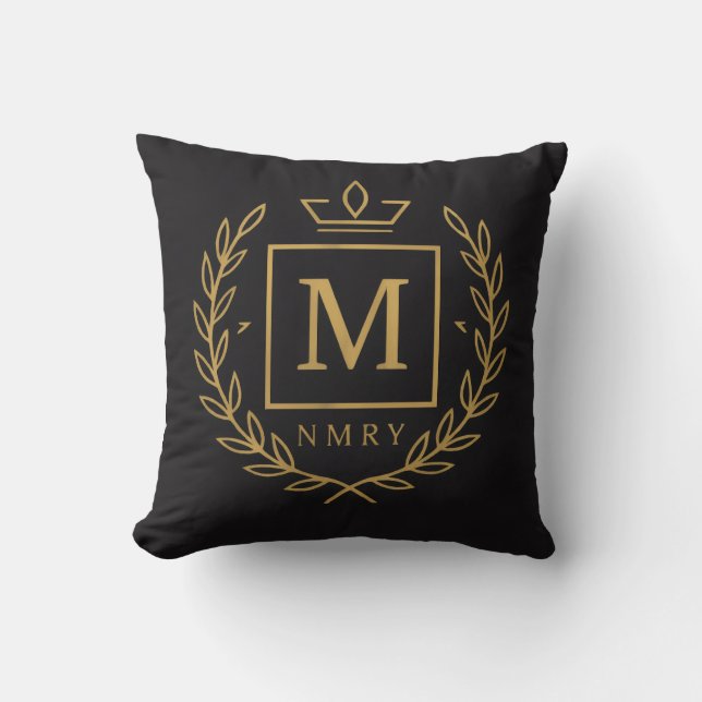 Coussin "Emblème Royal NMKY – Monogramme M Crest Design" (Recto)