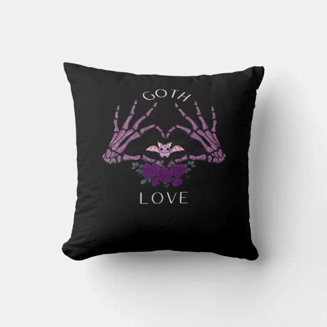 Coussin Embrassez Goth Skeleton Heart (Recto)