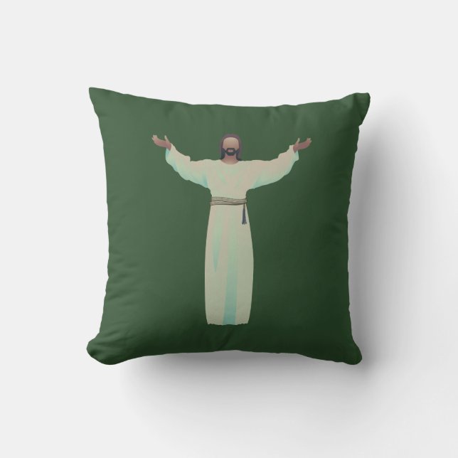 Coussin Embrassez Jésus - Jeter l'oreiller dans Hunter Gre (Recto)