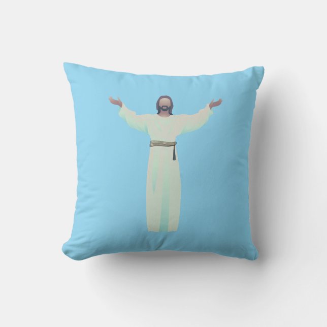 Coussin Embrassez Jésus - Jetez l'oreiller en bleu clair (Recto)