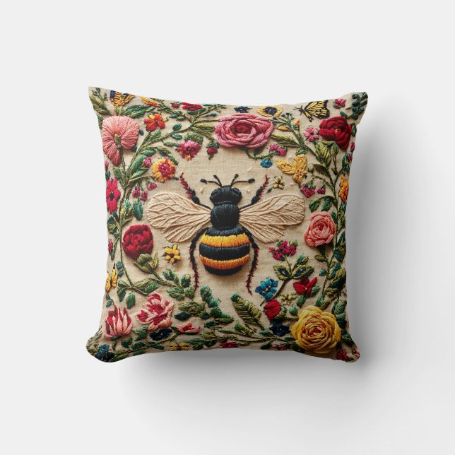 Coussin Embroidered Bee (Recto)