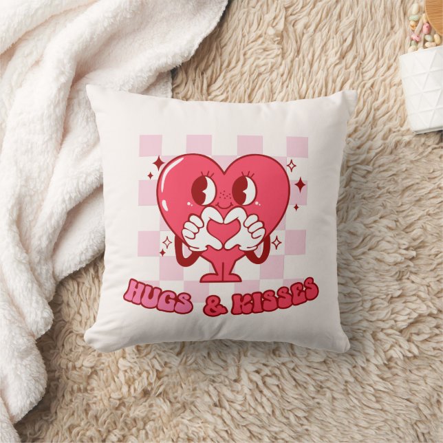 Coussin Embrous et baisers | Aimer le coeur rose mignon (Couverture)
