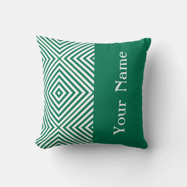 Coussin Emerald Diamond Chevron avec nom @ Emporiomoffa (Recto)